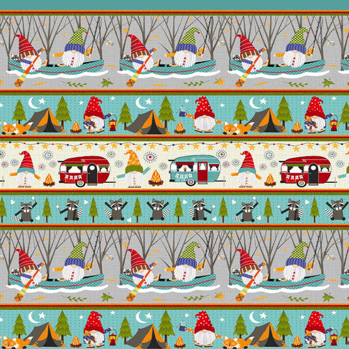 Camping Gnomes Border Stripe