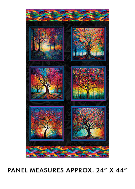 Panel: Benartex Illuminations Illuminated Trees - Multi 24" x 44"