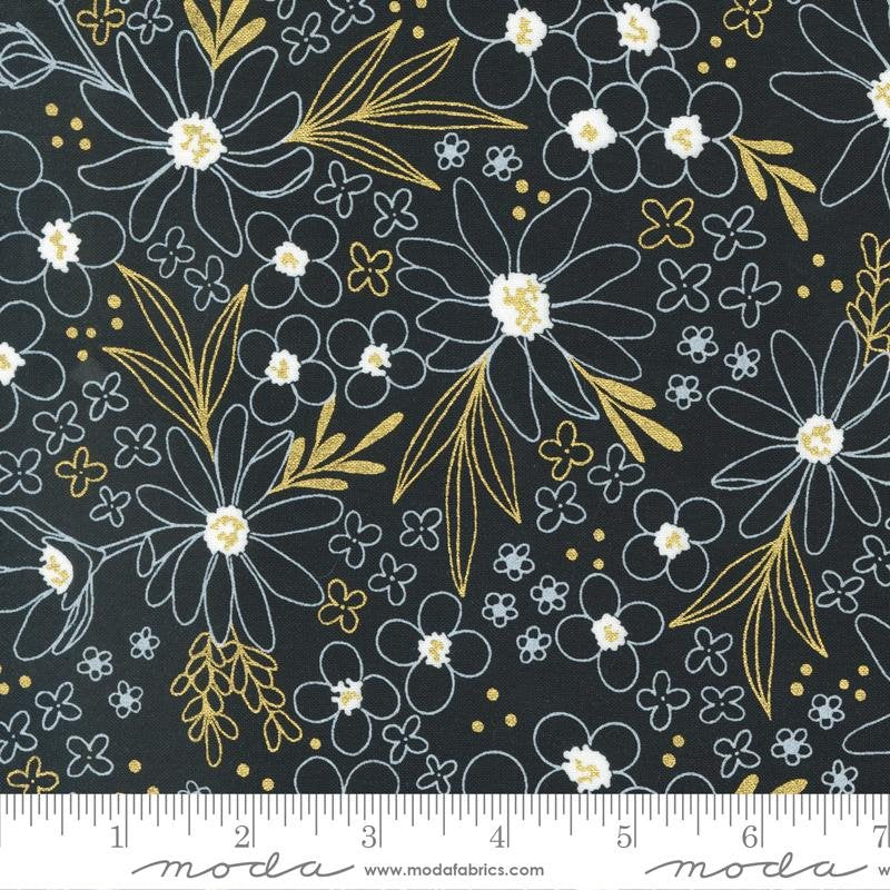 Moda - Gilded - Flowers - Black - Metallic Gold