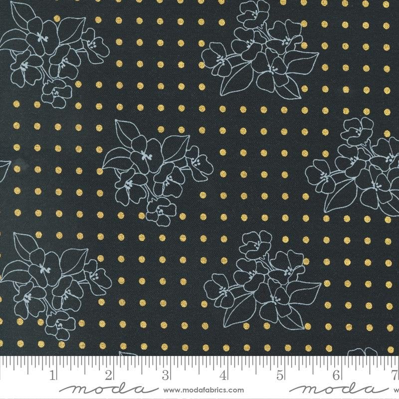 Moda - Gilded - Flower on Dot - Black - Metallic Gold