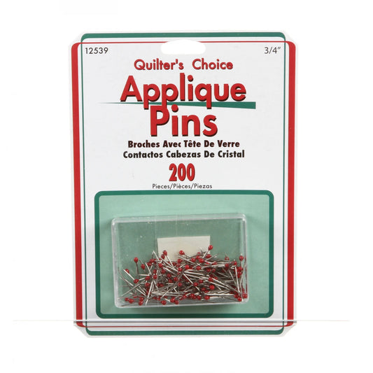 Red head Applique Pins 3/4in X .60 mm steel shaft with red plastic heads. 200 ct