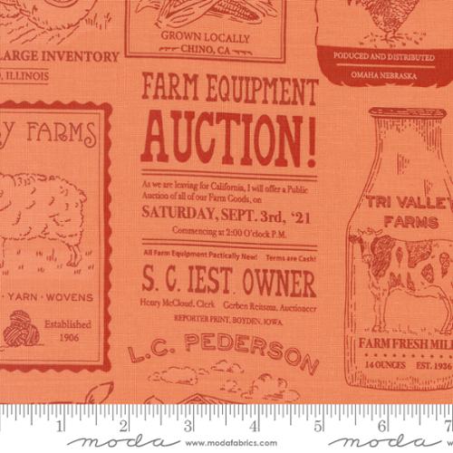 Moda Farmstead Vintage Farm Ads - Coral