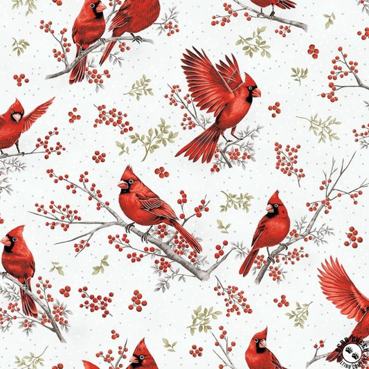 Hoffman Berries and Birch Tossed Cardinals - Ice/Silver
