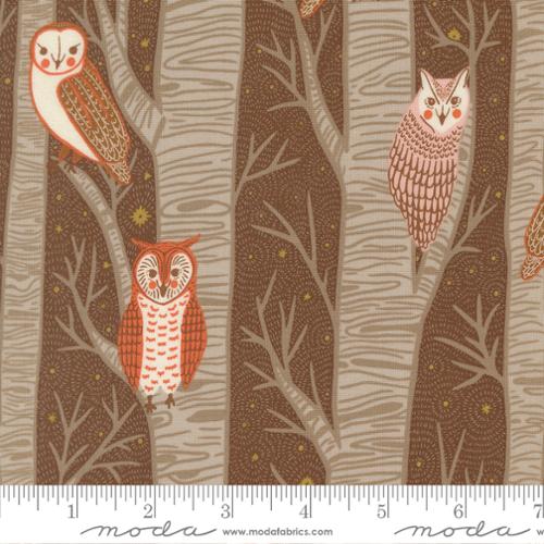 Moda Night Owl Trees - Cocoa