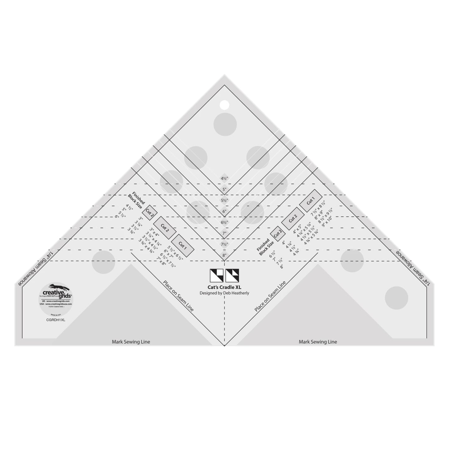 Creative Grids Quilt Ruler Cat's Cradle Ruler XL Tool