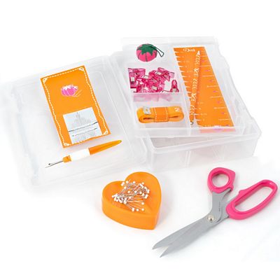 Dritz Sewing Box 10-Piece Kit in Orange & Pink