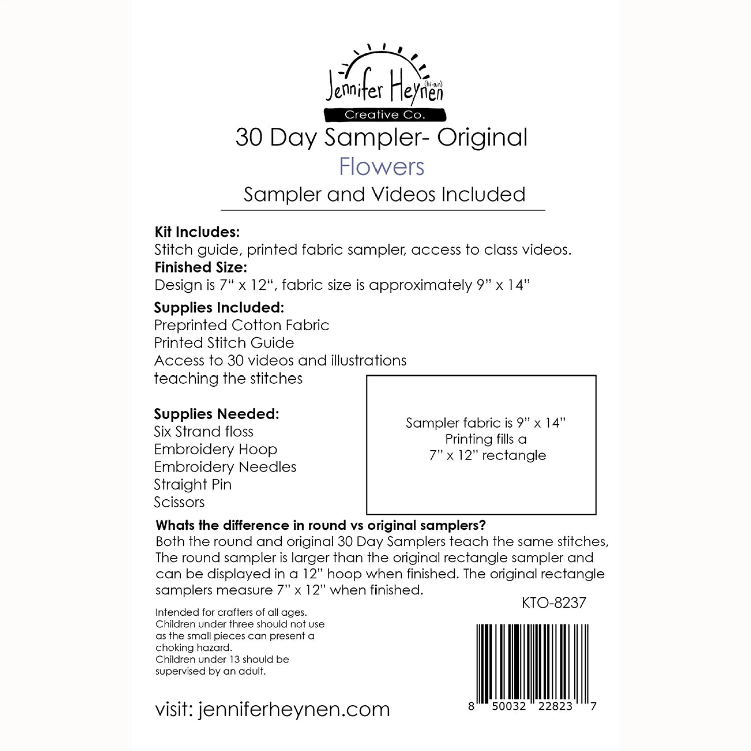 30 Day Sampler Flowers - Original - Black Rabbit Fabric Inc.