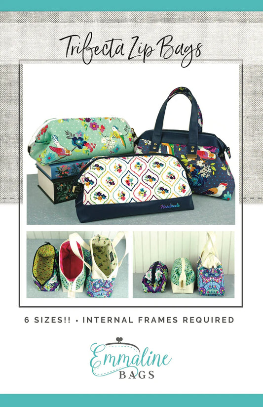 Emmaline Paper Pattern - Trifecta Zip Bags - 6 Sizes