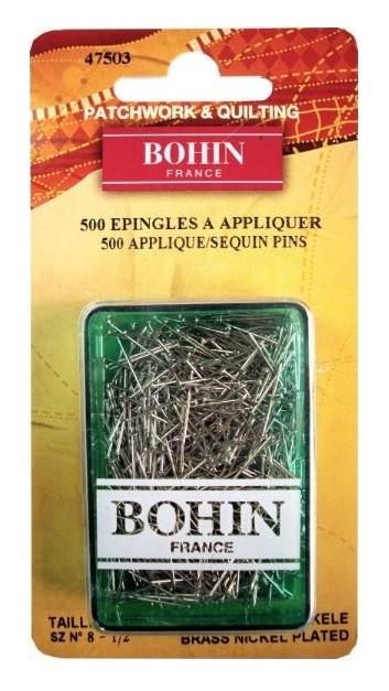 Bohin Applique Pins, Nickel Plated Steel, 12.7mm (1/2") x 500pc.