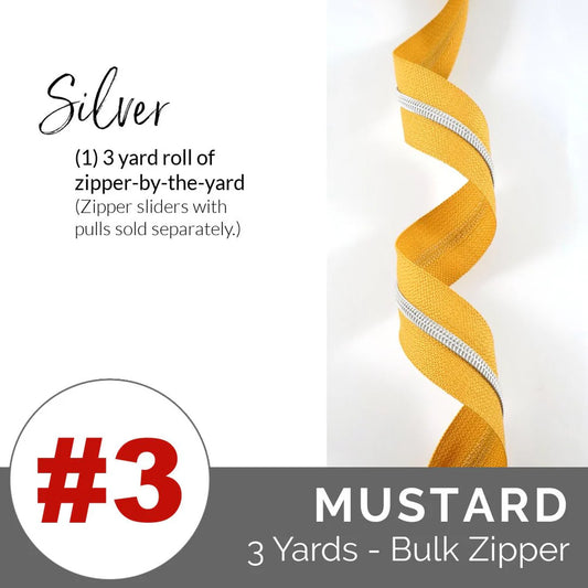 Emmaline Zippers-by-the-Yard - *SIZE#3* Mustard (DOES NOT INCLUDE SLIDERS/PULLS) - Black Rabbit Fabric Inc.
