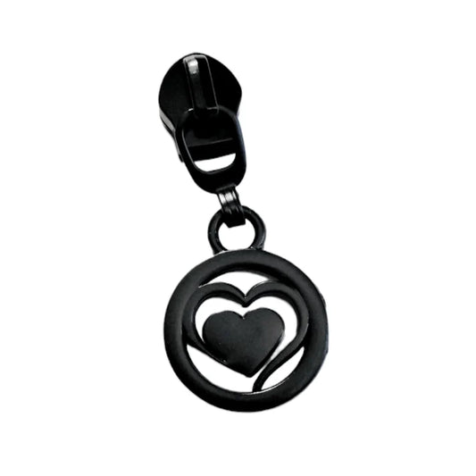 Atelier #5 Heart Within a Heart Zipper Pulls in Matte Black