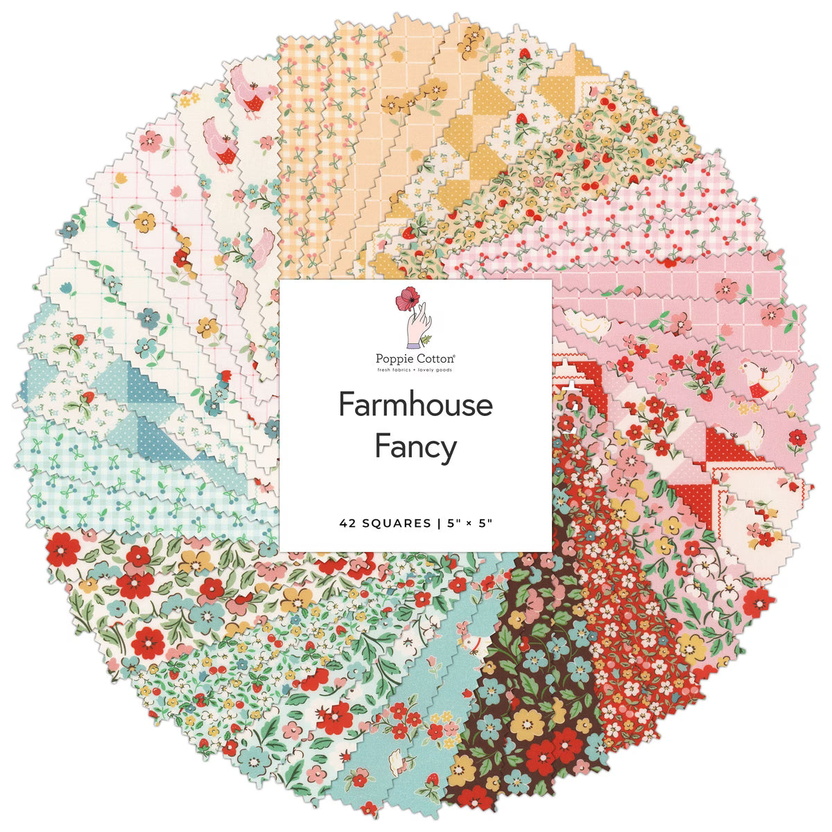 Charm Pack - Farmhouse Fancy by Poppie Cotton - Black Rabbit Fabric Inc.