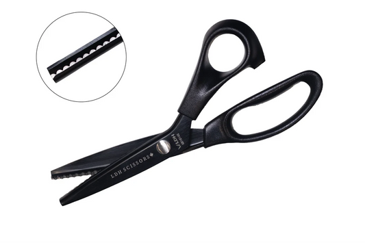 LDH Scissors Midnight Edition Lightweight Scalloped Pinking Shears - Black Rabbit Fabric Inc.