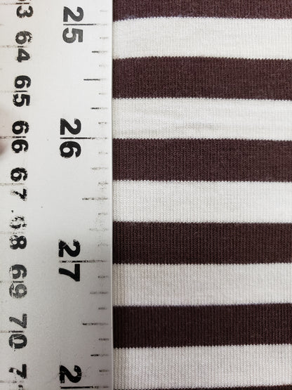 Bamboo Jersey Knit - 3/8" Brown & White stripe