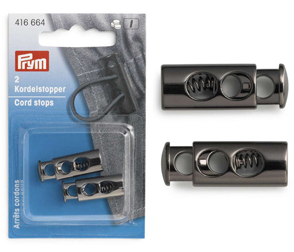 Prym 2-Hole Cord Stops in Gunmetal x 2pc.