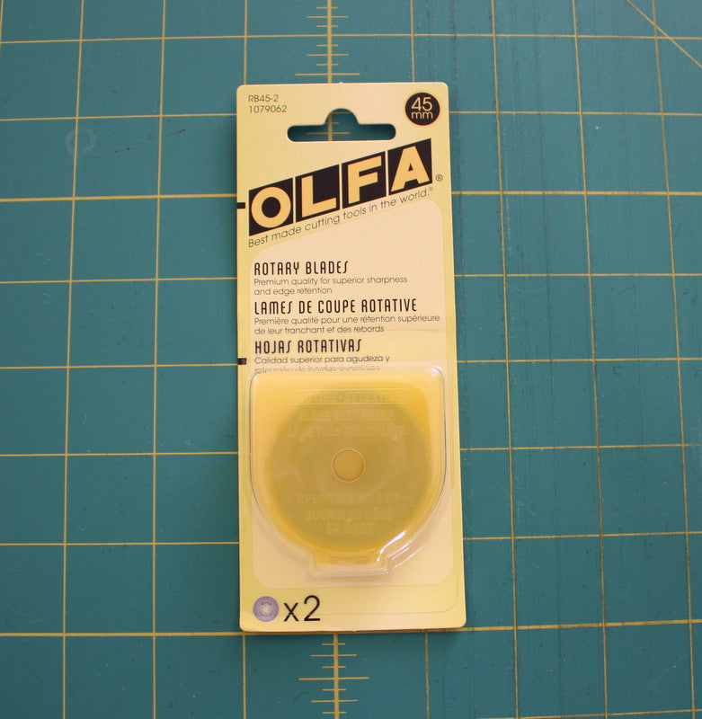 Olfa Replacement Blades For RTY2/G 45mm, 2 Count - Black Rabbit Fabric