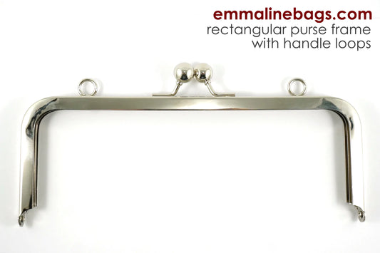 Emmaline Rectangular Purse Frame 8" With Loops - Nickel
