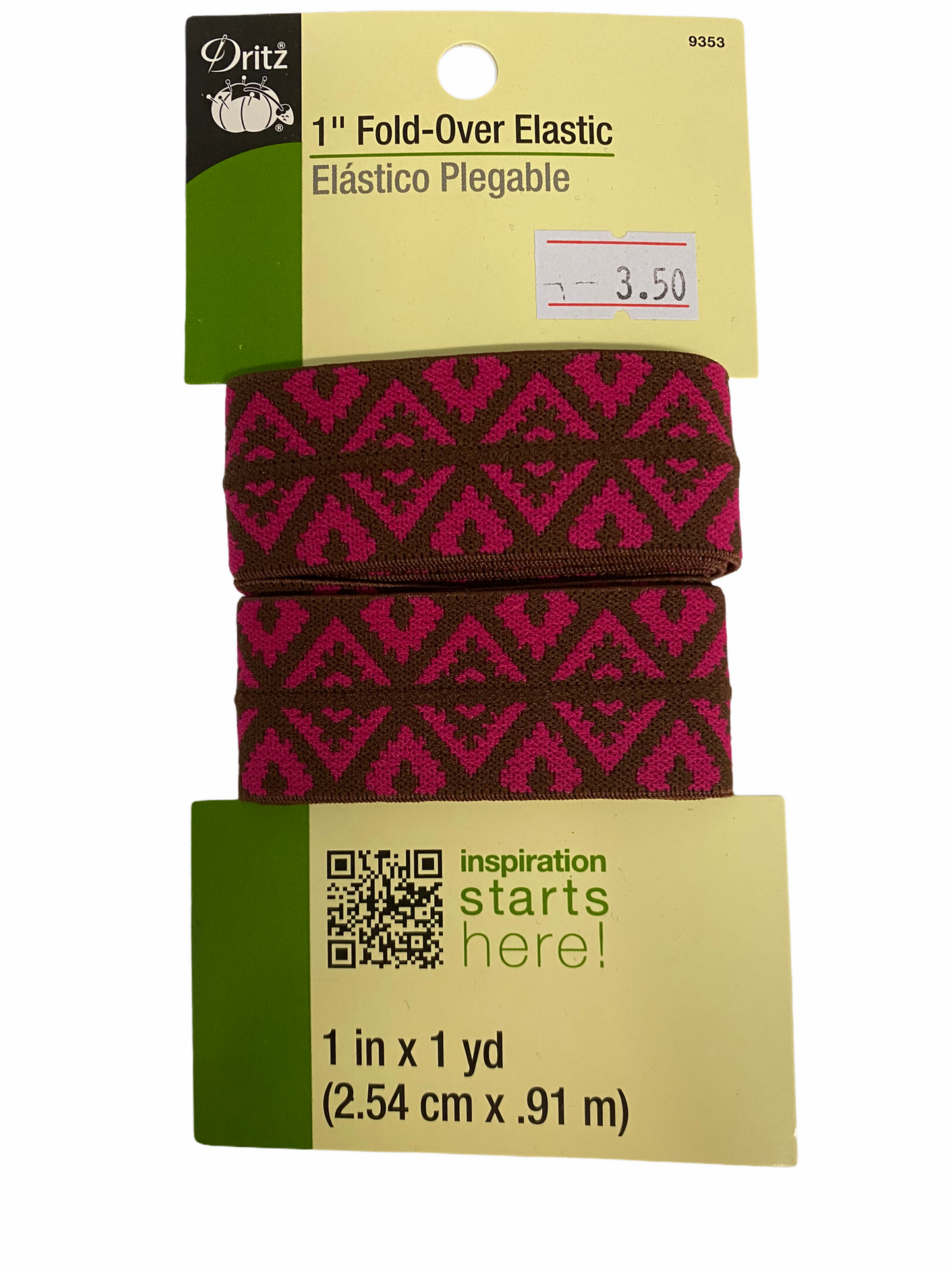 Dritz 1" Fold-Over Elastic Brown/Pink