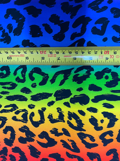 Rainbow Leopard Cotton French Terry