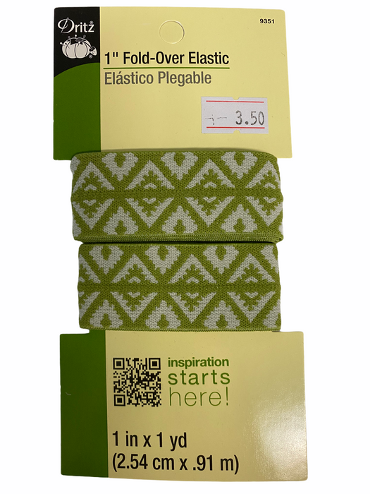 Dritz 1" Fold-Over Elastic Green/Grey