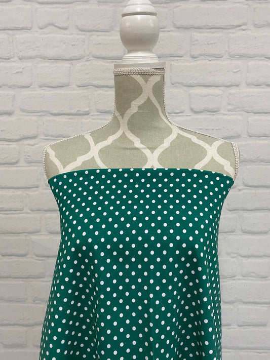 Green Dots Cotton Jersey PRECUT HALF METER