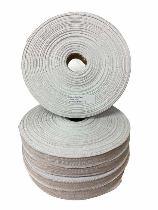 Cotton Twill Tape - white 19mm