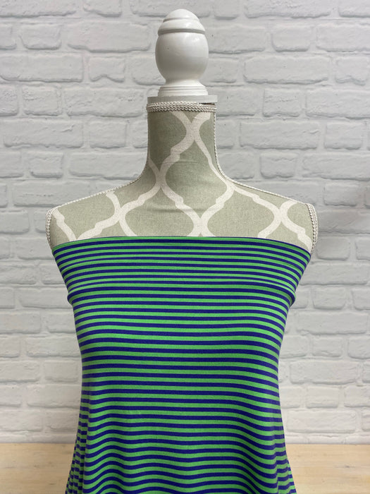 Bamboo Jersey Knit - Green Flash/Liberty stripe