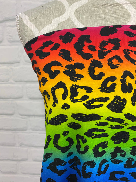 Rainbow Leopard Cotton French Terry