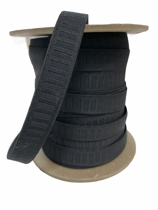 Waistband elastic, black non roll.  19mm