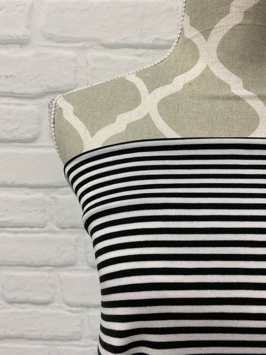 Bamboo Jersey Knit - White & Black stripe