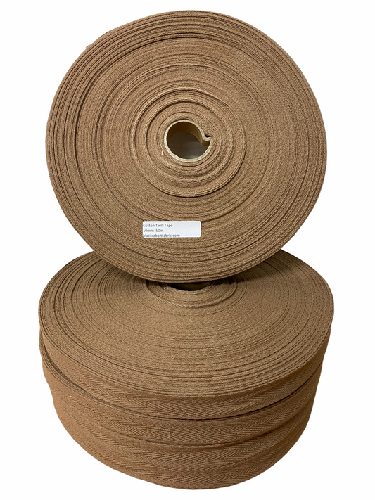 Cotton Twill Tape - chocolate 19mm