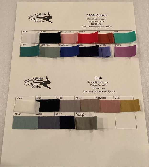 100% Cotton + Slub Swatch Card - Discontinued Lines