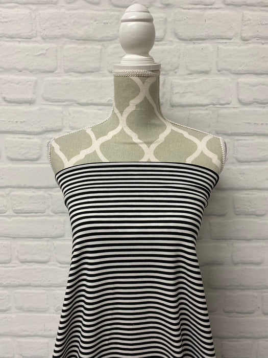 Bamboo Jersey Knit - White & Black stripe