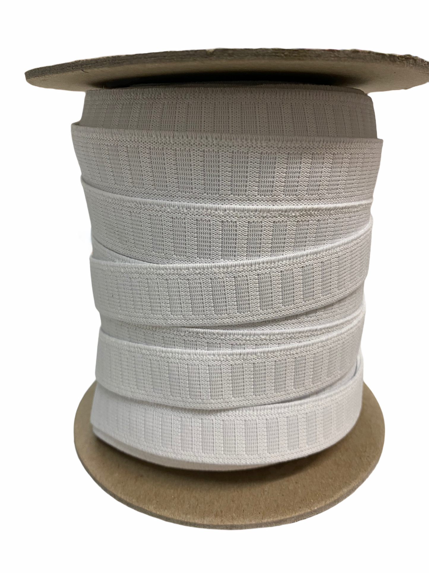 Waistband elastic, white non roll.  19mm