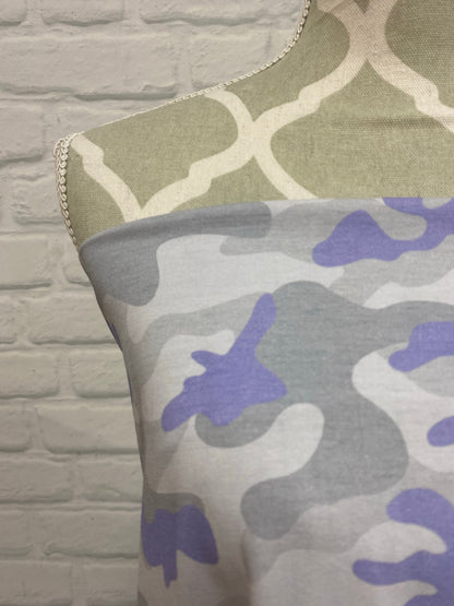 Grey with Lavender Camo Cotton French Terry